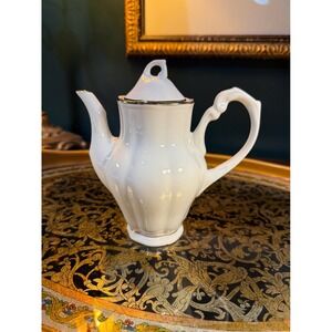 Vintage Europa Porcelain Teapot: White with Gold Trim, Made in Poland